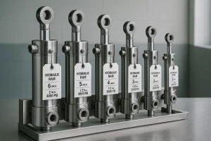 Precision-engineered hydraulic ram cylinders manufactured in India with steel rods and sealing technology, ready for tractors and heavy machinery.